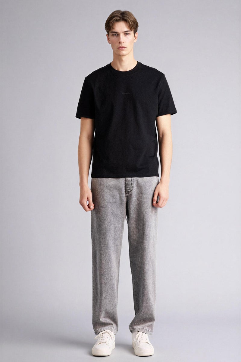 DeFacto Black Man 100% Cotton Printed T-Shirt Casual - Image 2
