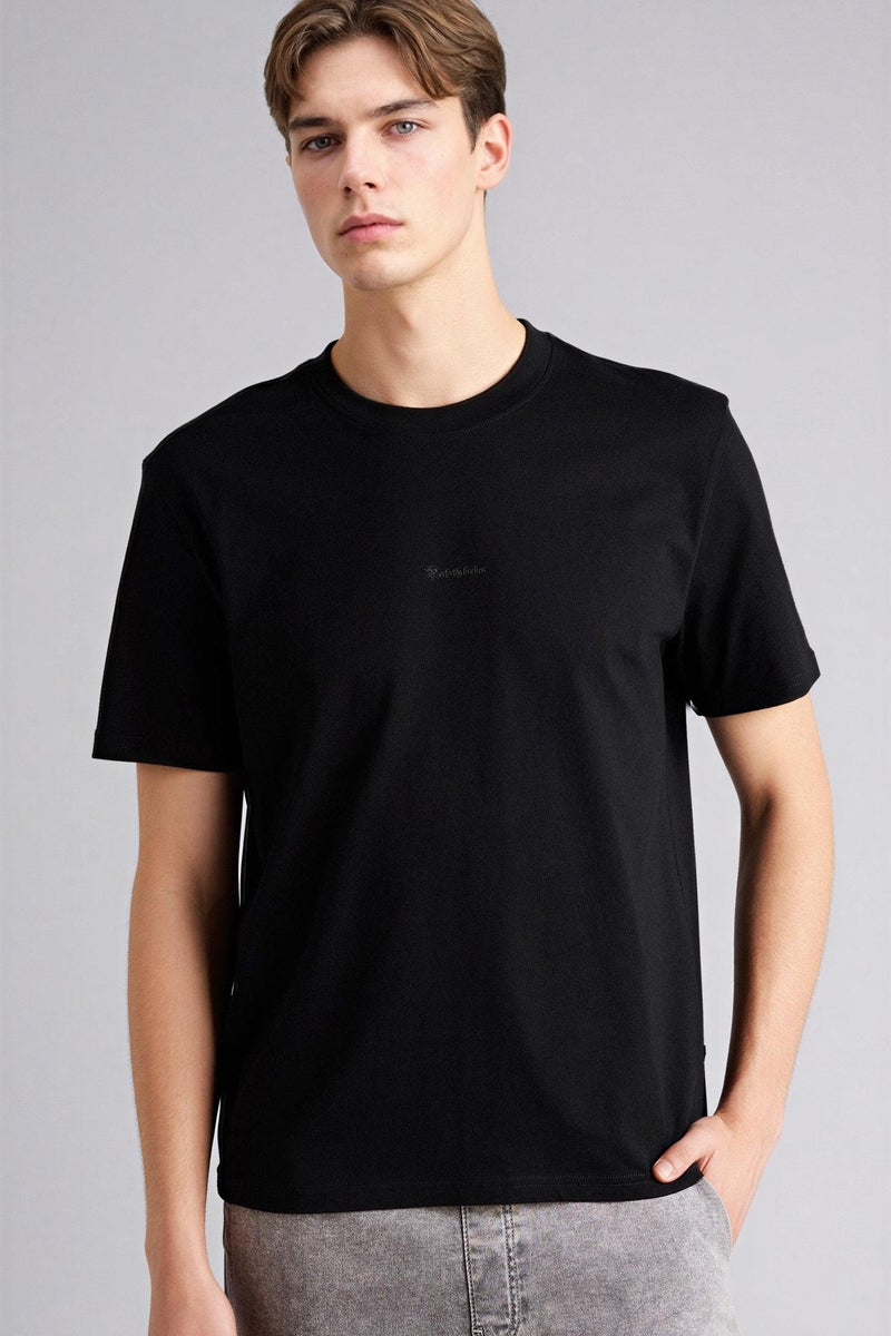DeFacto Black Man 100% Cotton Printed T-Shirt Casual - Image 3