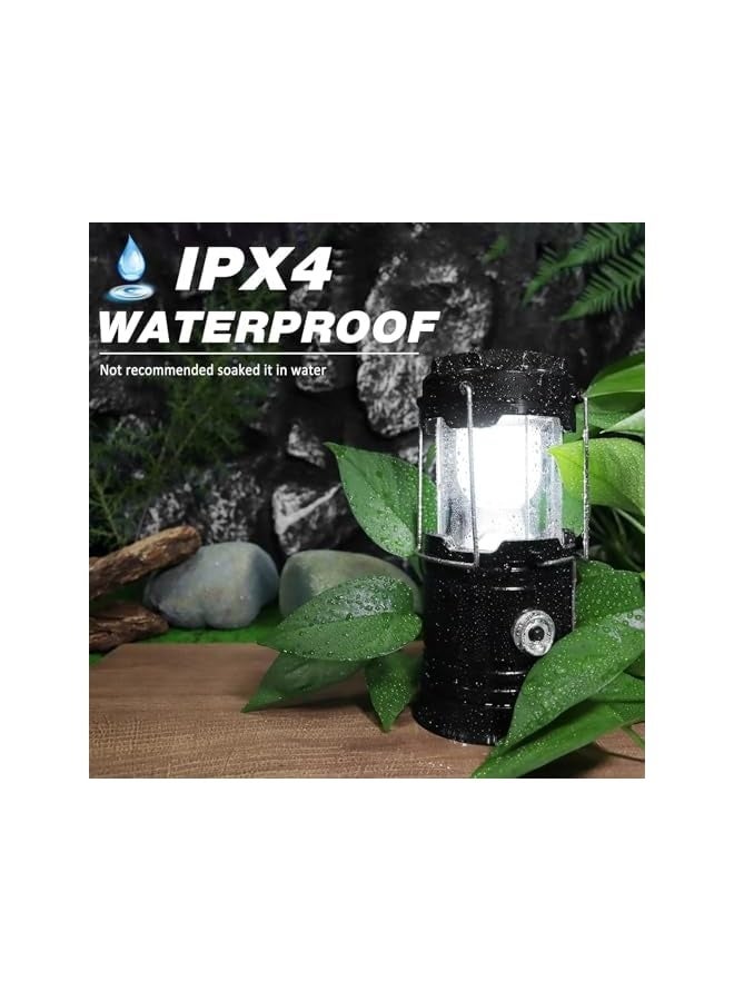 إيروريكس عبوة من 2 فانوس تخييم يعمل بالطاقة الشمسية، مصباح يدوي LED قابل للطي يعمل بالطاقة الشمسية وقابل لإعادة الشحن عبر USB، مصابيح طوارئ محمولة معلقة للتخييم أثناء انقطاع التيار الكهربائي في الأماكن المغلقة والمفتوحة (2) - Image 5