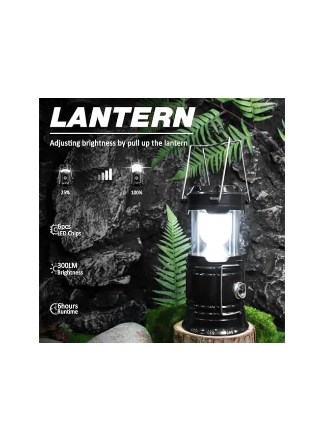 إيروريكس عبوة من 2 فانوس تخييم يعمل بالطاقة الشمسية، مصباح يدوي LED قابل للطي يعمل بالطاقة الشمسية وقابل لإعادة الشحن عبر USB، مصابيح طوارئ محمولة معلقة للتخييم أثناء انقطاع التيار الكهربائي في الأماكن المغلقة والمفتوحة (2) - Image 2