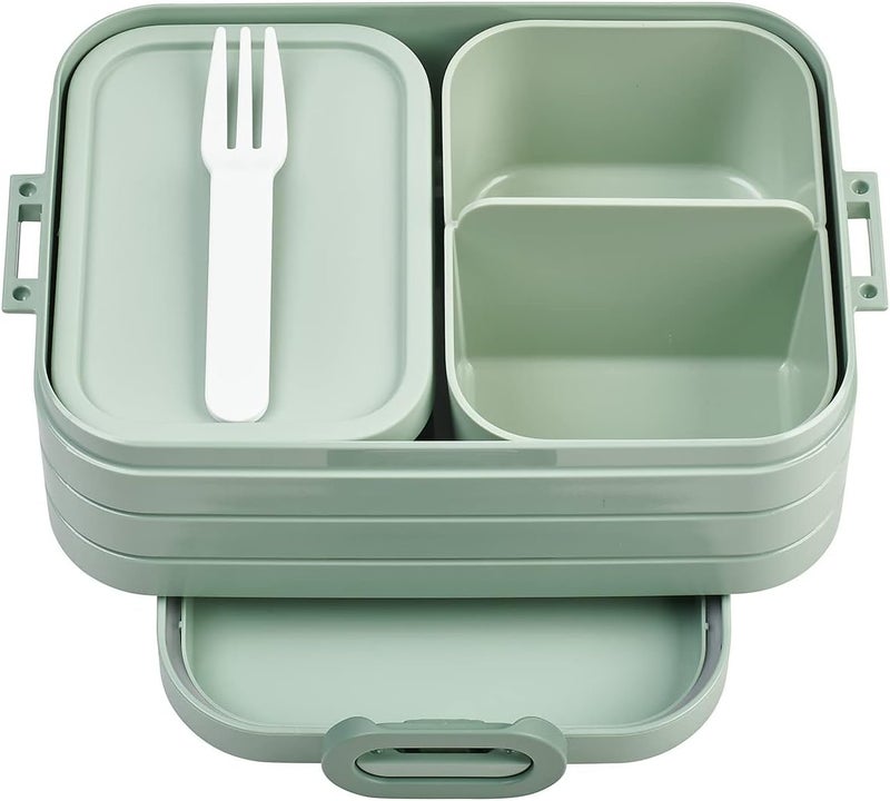 Mepal Bento Box Midi - Lunch Box with Bento Box - for 2 Sandwiches or 4 Slices of Bread - Lunch Box for Sandwiches, Small Snacks & Left Overs - Lunch Box Adults - Nordic sage - Image 1