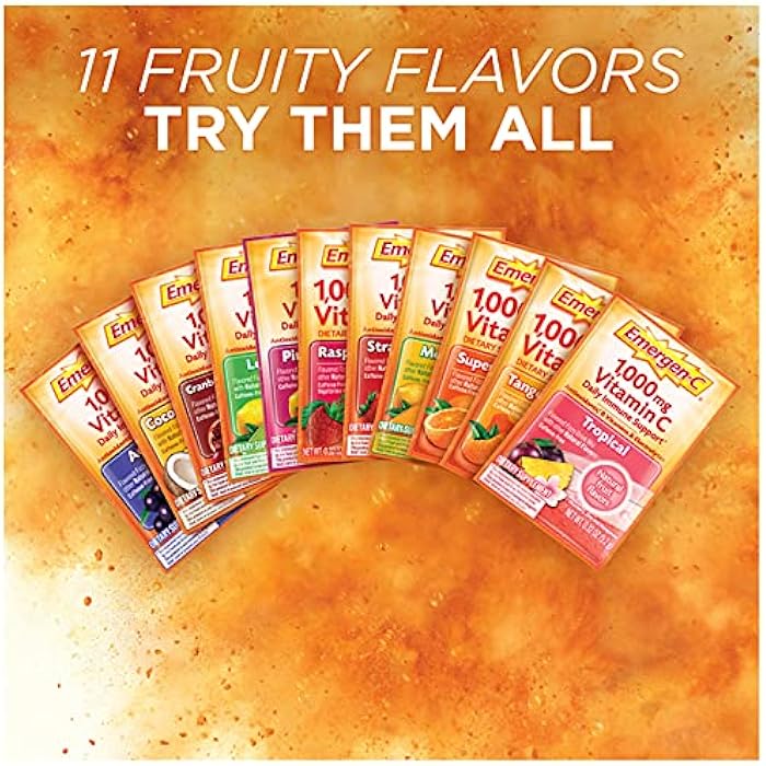 Emergen-C 1000mg Vitamin C Powder for Daily Immune Support Caffeine Free Vitamin C Supplements with Zinc and Manganese, B Vitamins and Electrolytes, Super Orange Flavor - 30 Count - Image 5