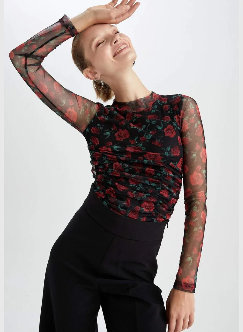 DeFacto Woman Fitted Mock Neck Knitted Long Sleeve T-Shirt