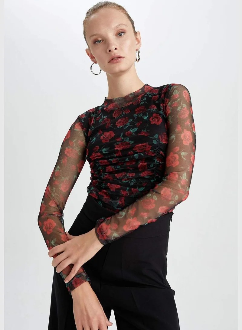 DeFacto Woman Fitted Mock Neck Knitted Long Sleeve T-Shirt