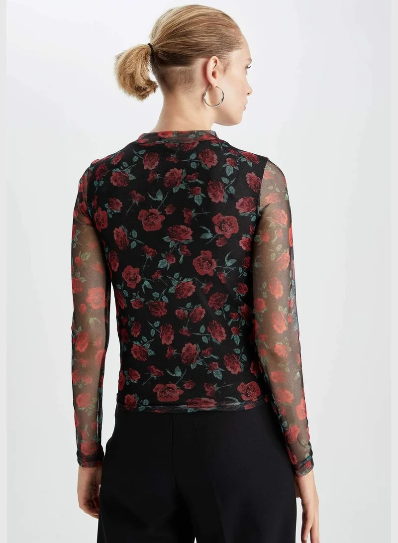 DeFacto Woman Fitted Mock Neck Knitted Long Sleeve T-Shirt