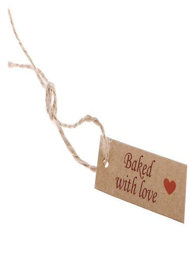 Atmiyamart Baked with Love Handmade Kraft Tag, Use Handmade Product, Birthday tag, Wedding Favour, Cake Box 100 Pieces (Silver)