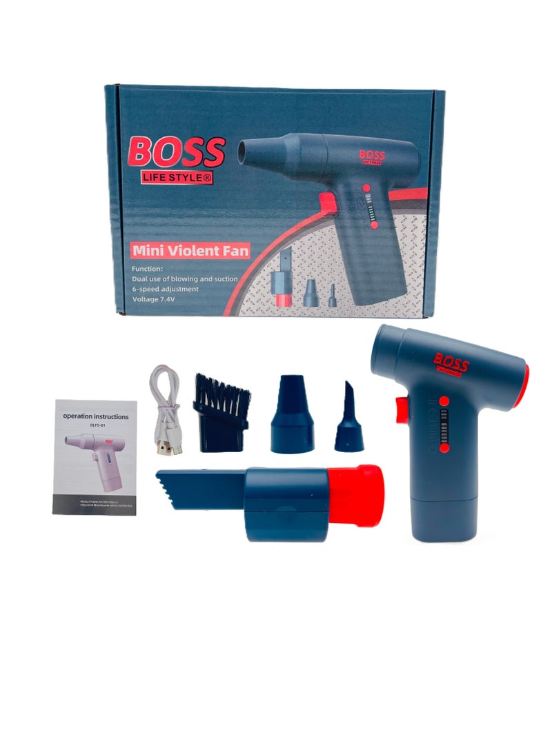 بوس_لايف_ستايل مكنسة كهربائية ومنفاخ هواء محمول للسيارة بـ 6 سرعات، مروحة توربو، منظف متعدد الوظائف قابل لإعادة الشحن، منفاخ غبار عالي الطاقة لتنظيف الكمبيوتر المحمول والكمبيوتر الشخصي - Image 5