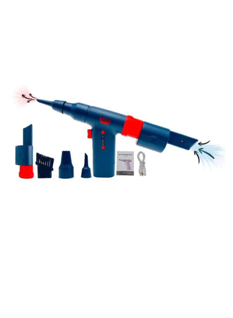 بوس_لايف_ستايل مكنسة كهربائية ومنفاخ هواء محمول للسيارة بـ 6 سرعات، مروحة توربو، منظف متعدد الوظائف قابل لإعادة الشحن، منفاخ غبار عالي الطاقة لتنظيف الكمبيوتر المحمول والكمبيوتر الشخصي - Image 1