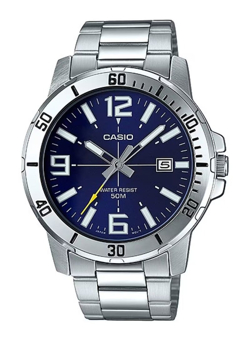 CASIO Men's Water Resistant Analog Watch MTP-VD01D-2BVUDF - 49 mm - Silver