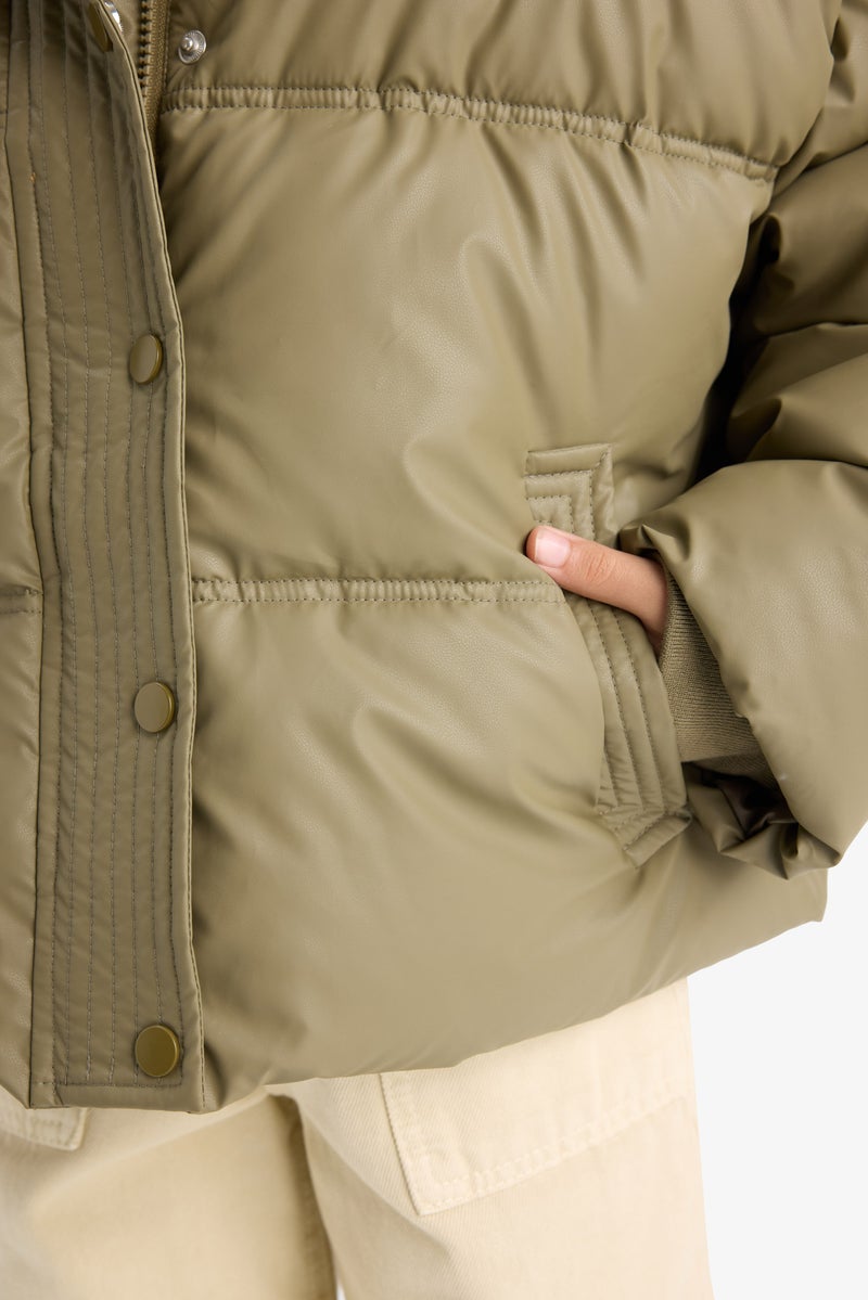 DeFacto Green Girl Girl Zip-Up Puffer Jacket Casual - Image 5
