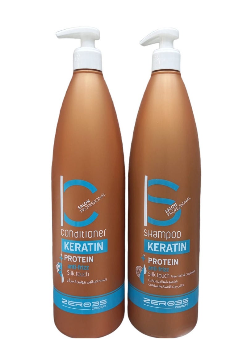 zero35 Italian Keratin Protein Anti Freeze Kit Shampoo And Conditioner For Hair Treatment Sulfate Free and Salt Free 1000 ml 