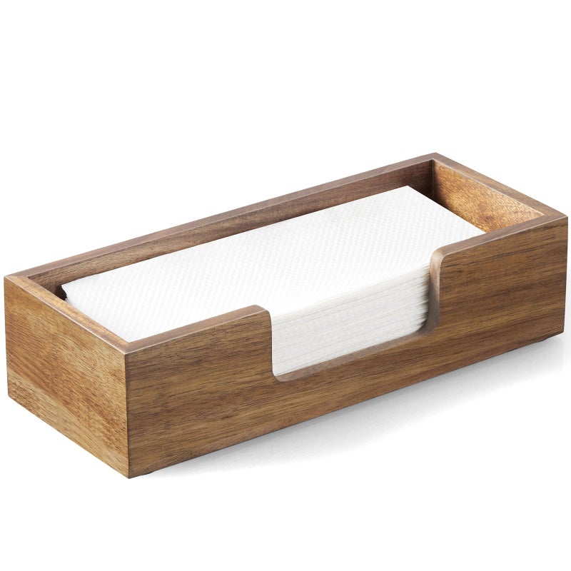 CMLKLZD Paper Towel Dispenser Countertop, Acacia Wood Folded Paper Hand Towel Holder for Guest Bathroom, Commercial Tabletop Tissue Dispenser Tray for Multifold C-Fold, Z-Fold, Trifold - Image 1