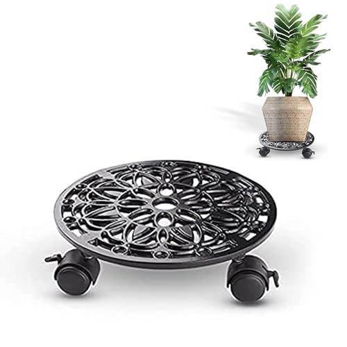 Sharpex Pack of 1 Metal Caddy Iron Dolly with Pre-Installed Wheels – Rustproof, Sturdy Plant Stand/trolley with Locking Wheels for Indoor/outdoor (Black) - Image 1