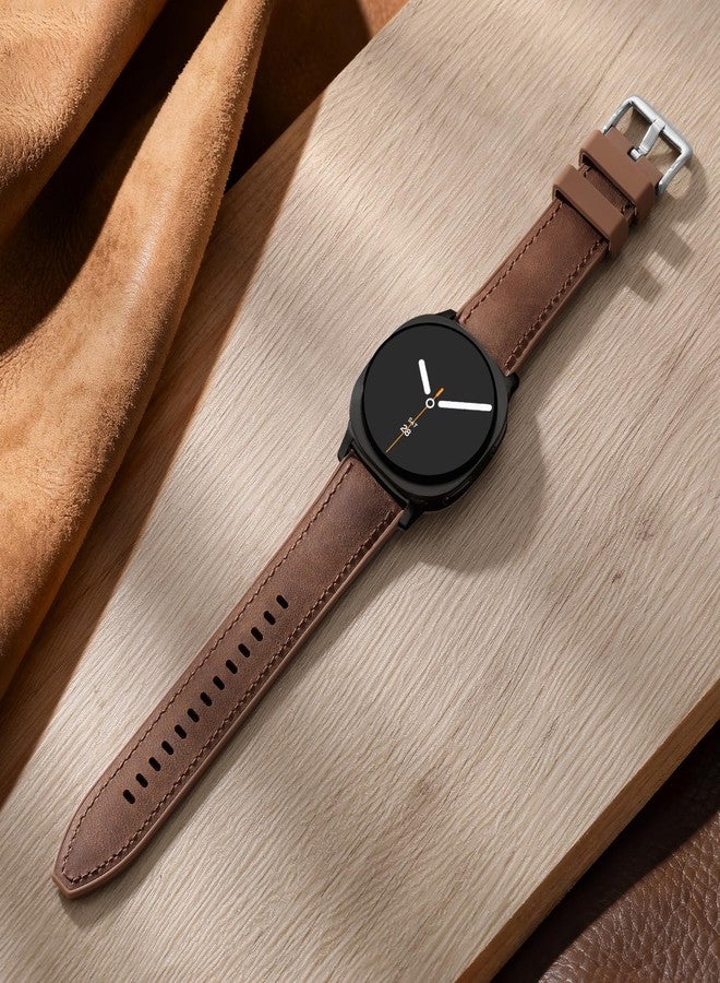 Dirrelo Hybrid Genuine Leather Silicone Watch 8 Band Compatible for Galaxy Watch 8 Bands 40mm 44mm/Galaxy Watch 8 Classic Band 46mm, Replacement Wristband Sports Strap for Samsung Watch 8/8 Classic Men Women - Image 2