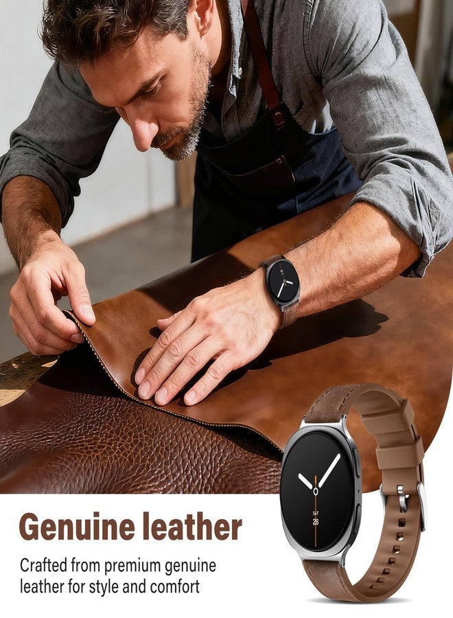 Dirrelo Hybrid Genuine Leather Silicone Watch 8 Band Compatible for Galaxy Watch 8 Bands 40mm 44mm/Galaxy Watch 8 Classic Band 46mm, Replacement Wristband Sports Strap for Samsung Watch 8/8 Classic Men Women - Image 5