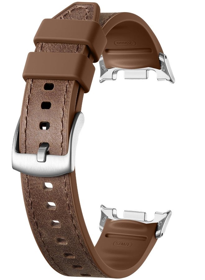 Dirrelo Hybrid Genuine Leather Silicone Watch 8 Band Compatible for Galaxy Watch 8 Bands 40mm 44mm/Galaxy Watch 8 Classic Band 46mm, Replacement Wristband Sports Strap for Samsung Watch 8/8 Classic Men Women - Image 1