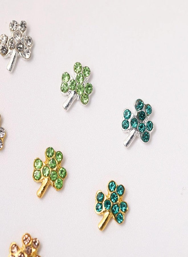 BYJKYEN 20Pcs St.Patrick's Day Nail Charms Alloy Silver St.Patrick's Day Nail Charms for Acrylic Nails Green Shamrock Nail Jewelry Nail Gems Rhinestones 3D Shamrock Nail Art for Women Girls Nail Accessories - Image 5