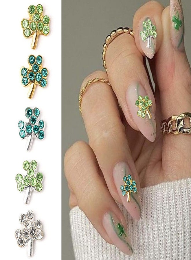 BYJKYEN 20Pcs St.Patrick's Day Nail Charms Alloy Silver St.Patrick's Day Nail Charms for Acrylic Nails Green Shamrock Nail Jewelry Nail Gems Rhinestones 3D Shamrock Nail Art for Women Girls Nail Accessories - Image 3