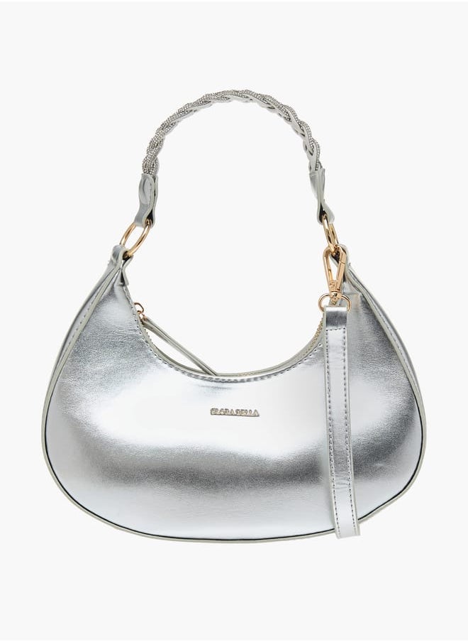 Flora Bella By Shoexpress Women Solid Hobo Bag with Zip Closure and Embellished Strap  - Image 1