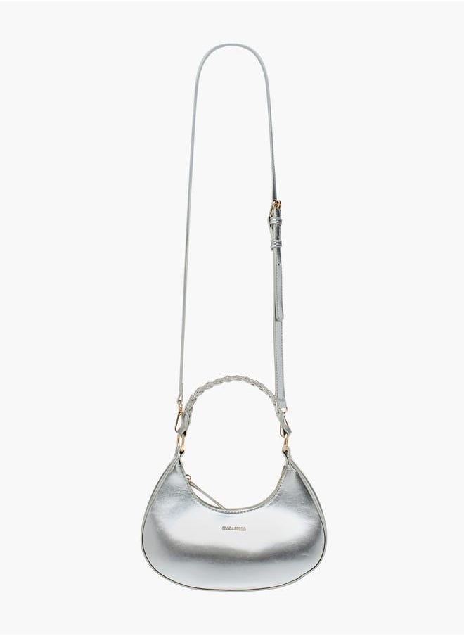 Flora Bella By Shoexpress Women Solid Hobo Bag with Zip Closure and Embellished Strap  - Image 2