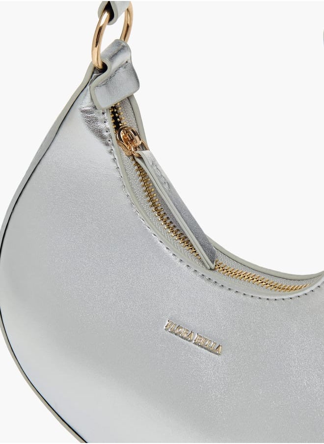 Flora Bella By Shoexpress Women Solid Hobo Bag with Zip Closure and Embellished Strap  - Image 4