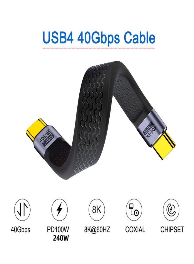 Cablecc كابل CC 240 واط فلات سليم FPC نوع-C USB-C إلى USB4 100 واط ذكر إلى ذكر بيانات 8K كابل للكمبيوتر المحمول والهاتف - Image 2