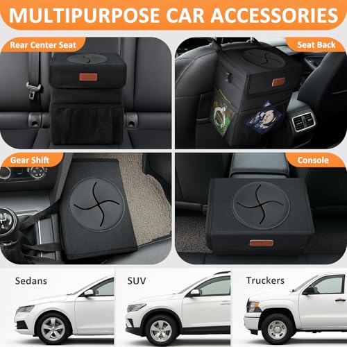 Vankor Car Trash Can Bin with Lid Hanging for Back Seat, Car Accessories for Women Men Leak Proof Automotive Garbage Cans Leakproof Vehicle Trash Can for Truck SUV Black - Image 5
