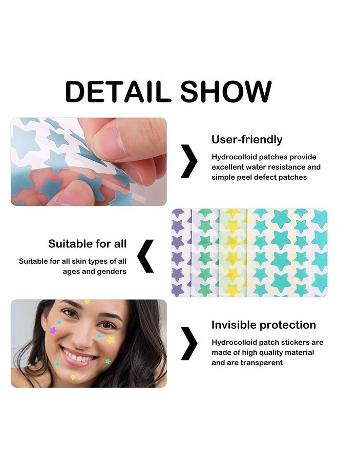 EELHOE Pimple Patches for Face, Hydrocolloid Acne Patches, Cute Star Zit Covers, Colorful Hydrocolloid Patches Zit Patches with Tea Tree Oil, Salicylic Acid & Calendula Oil for Spots, Blackheads  - Image 3