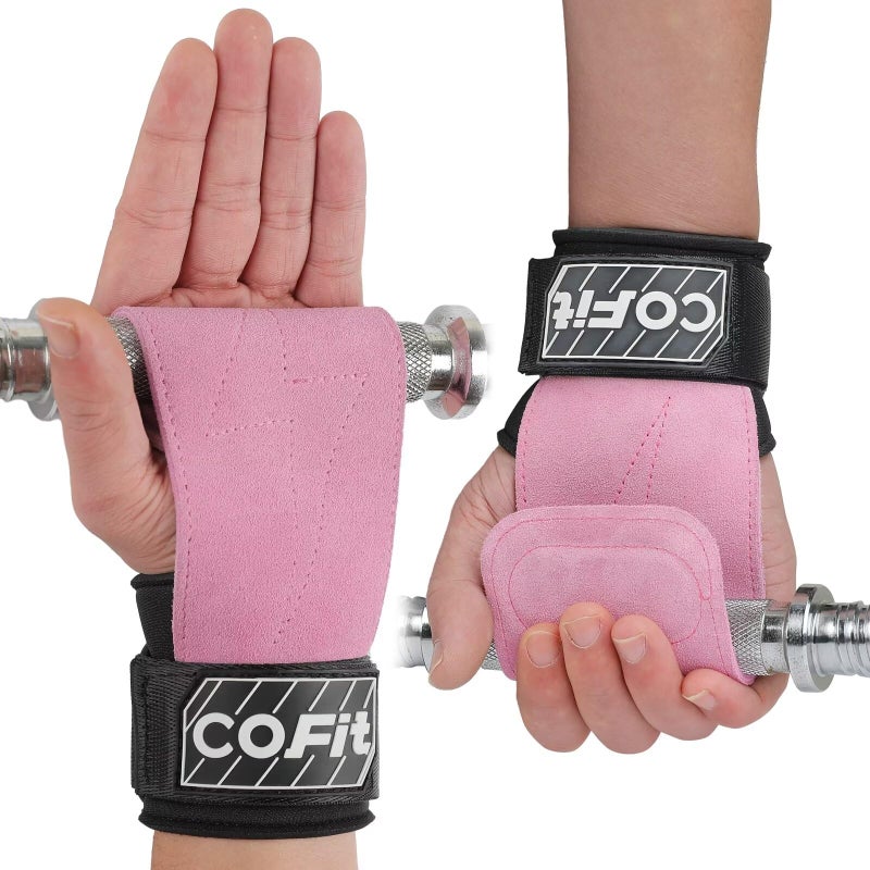 COFIT Wrist Straps for Weightlifting, Workout Wrist Wraps with Dual-Layer Oxford Leather, Enhanced Grip for Optimal Hand and Wrist Protection for Deadlift and Dumbbel - Standard size Pink - Image 1