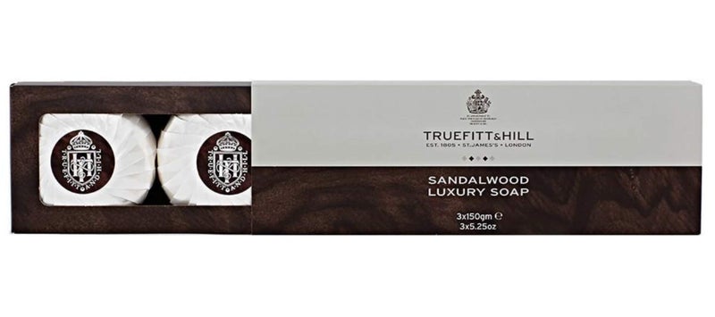 Truefitt & Hill Triple-Milled Luxury Bath & Body Soaps - Sandalwood - Long-Lasting Fragrance, Premium Rich Lather - 3 x 5.29 oz. - Image 1