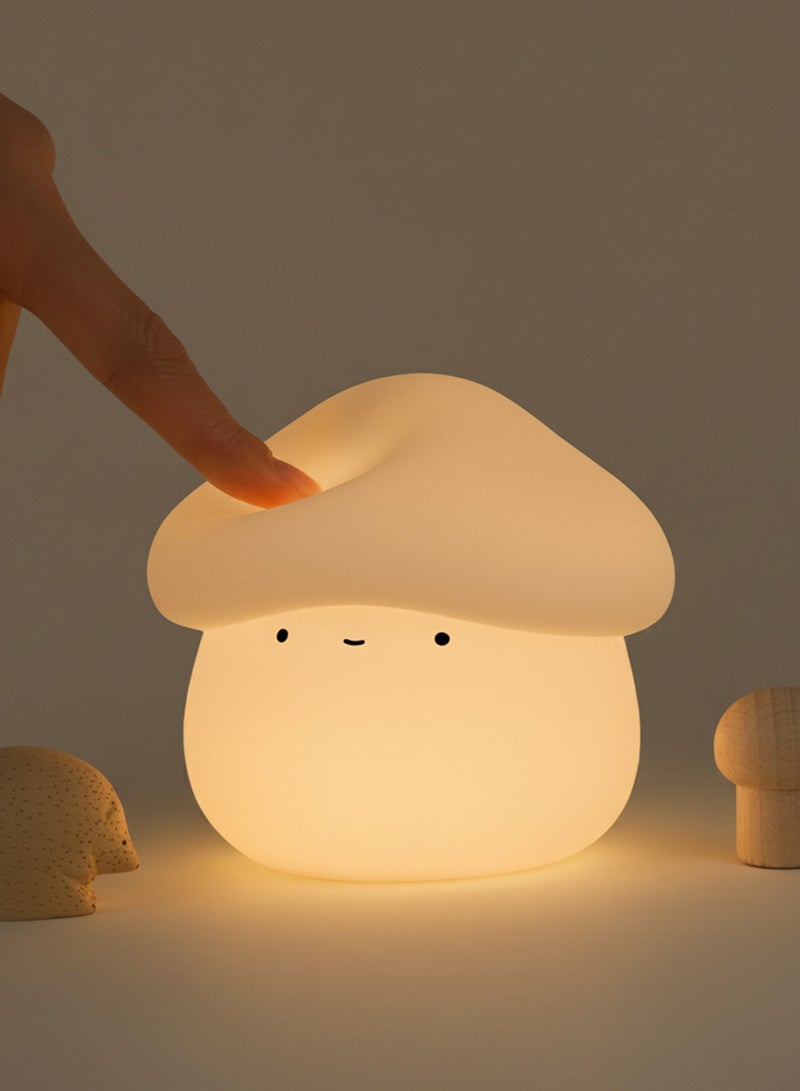 Chillspace Mushroom Night Light for Kids - 2700K Warm White for Baby sleep LED Night Lamp with Timer & Touch Dimming, 55H Rechargeable Safe Silicone Lamp for Nursery, Bedside, Feeding, Bedroom, Gifts - Image 1