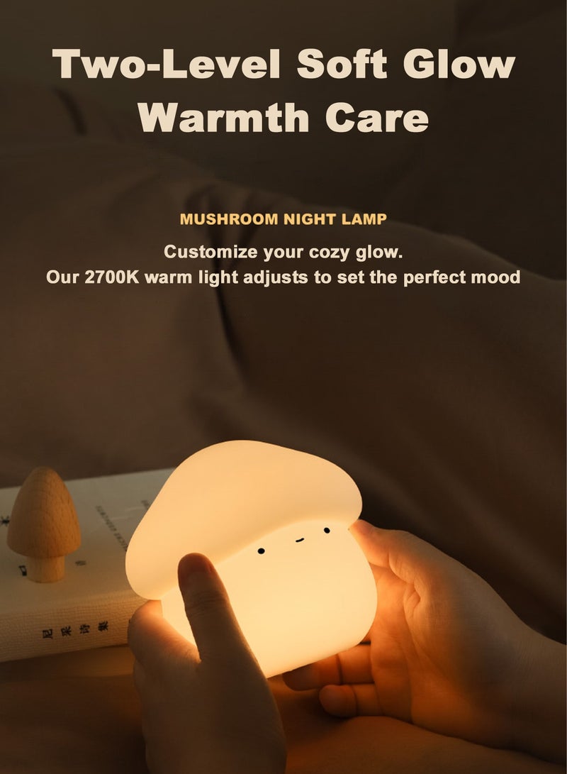 Chillspace Mushroom Night Light for Kids - 2700K Warm White for Baby sleep LED Night Lamp with Timer & Touch Dimming, 55H Rechargeable Safe Silicone Lamp for Nursery, Bedside, Feeding, Bedroom, Gifts - Image 4