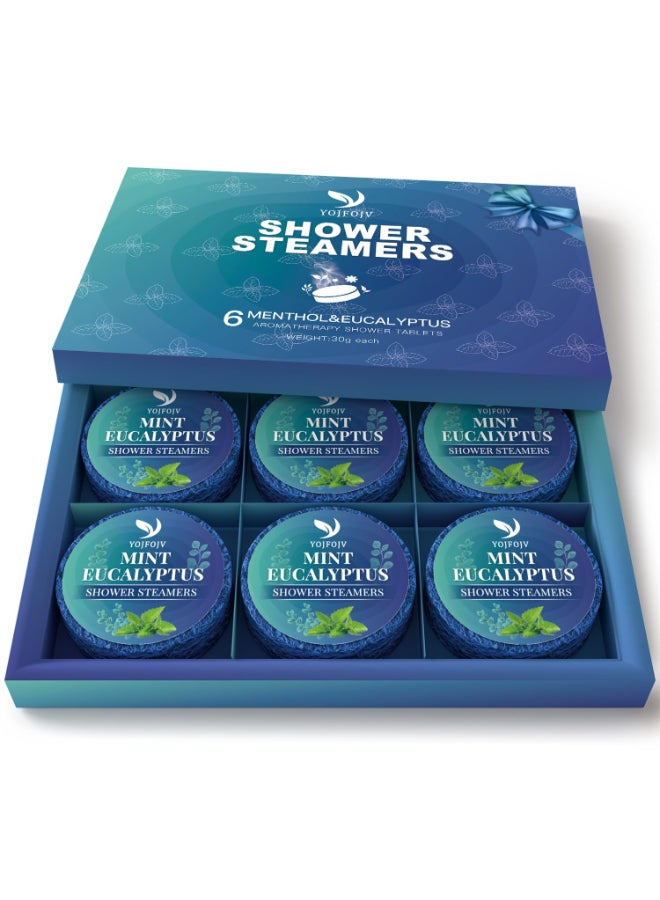 YOJFOJV Shower Steamers Aromatherapy 6 Pack Shower Bombs Organic with Menthol Eucalyptus Essential Oils Valentines Day Gifts for Her Mom Wife Him White Elephant Home SelfCare SPA Gift Relaxation - Image 2
