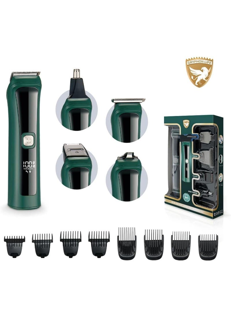 Generic - Gryphon Life Hair Clippers and Trimmer 5 in 1 Kit with Barbers Hair Cutting Tool Green - Image 1