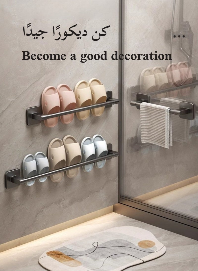 70 cm Wall Mount Towel Bar, Towel Holder, Rust Proof Self-adhesive Towel Rack, Towel and Wash Cloth Hanging Storage Accessories, Bathroom Slippers Rack, Drying Stand, Suitable For Bathrooms, Kitchens - Image 5