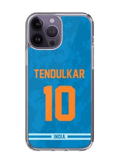 Classic Clear Case for iPhone 14 Pro Max , Hybrid Soft Case Transparent Cover - Player Name - Sachin Tendulkar, Jersey Number- 10