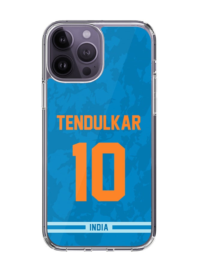 Stylizedd - Classic Clear Case for iPhone 14 Pro Max , Hybrid Soft Case Transparent Cover - Player Name - Sachin Tendulkar, Jersey Number- 10 - Image 1