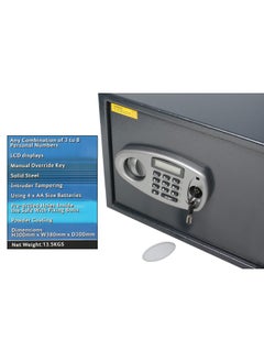 NAMSON Electronic Digital Battery Operated Safe Deposit Box With Digital Pin Keypad And Manual Override Keys Grey 30X38X30Cm  - Image 3