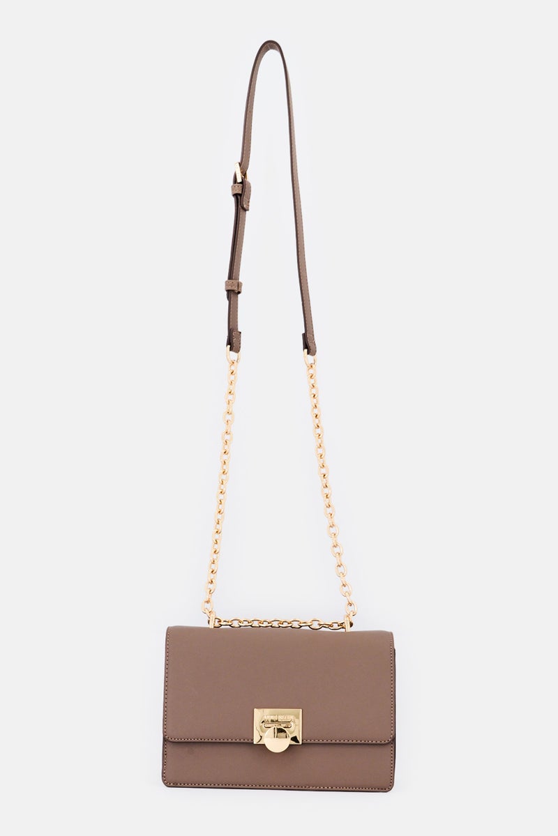 ANNE KLEIN Women Brand Logo Cross Body Bag, Taupe - Image 1