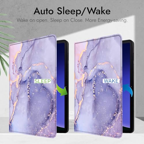 Robustrion Cover Case for Samsung Galaxy Tab S9 FE Plus 12.4 inch/Tab S9 Plus inch, Folio Cover Case with [Pencil Holder] [Auto Sleep Wake] for Samsung Tab S9+ / S9 FE+ Tablet - Marble Lilac - Image 3