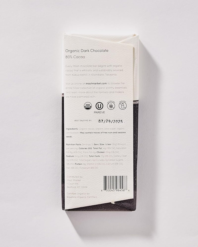 Mast Organic Dark Chocolate Bars - 80% Cacao - 6 Pack of 2.5oz Bars - Image 3