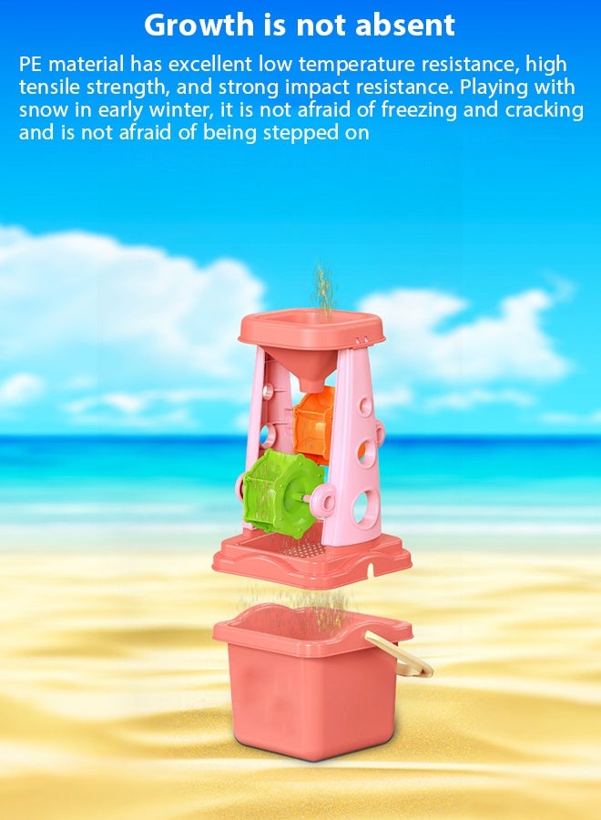 6PC Beach Toys Set Children's beach toy bucke with filter funnel, water bucket water bucket with sand and Various Rich color Beach Shapes Toys Baby playing in water, playing with sand, digging tools, shovel Beach bucket playing in the water or Kids Sandcastle Construction Kit for 3+ Years Girls Boys  - Image 2