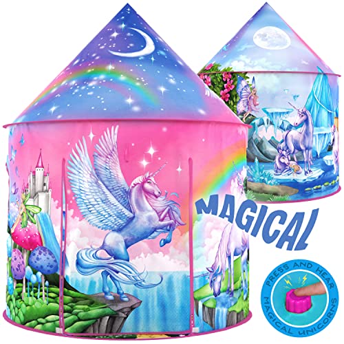 W&O WO Unicorn Sparkle Play Tent with Magical Unicorn Sounds  Captivating Pop Up Tent for Girls  Perfect for Indoor  Outdoor Play - Image 1