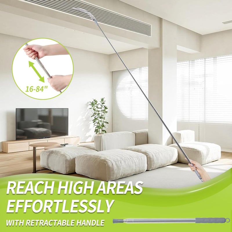 IVYROLL All space matching look Skinny Duster with Extension Pole for Under Furniture, Retractable Flat Duster with 3 Microfiber Dusting Cloths for Tight Spaces, Washable Gap Cleaning Tools Global easy assemble picks - Image 4