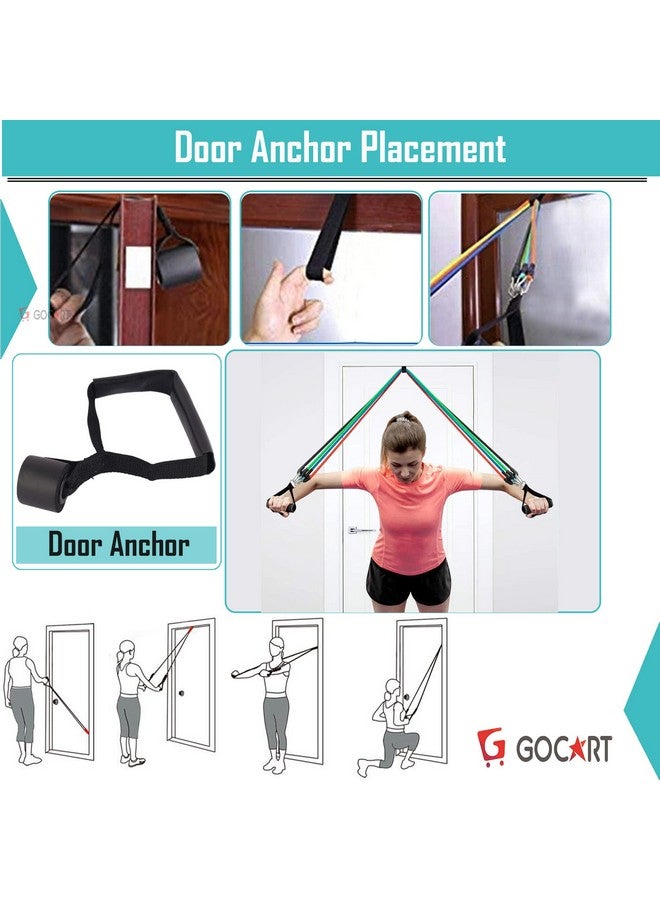 GOCART WITH G LOGO GOCART WITH G LOGO 9 pcs Resistance Band Set - with Door Anchor, Handles, Stackable Up to 80lbs - for Resistance Training, Physical Therapy, Home Workouts - Image 5