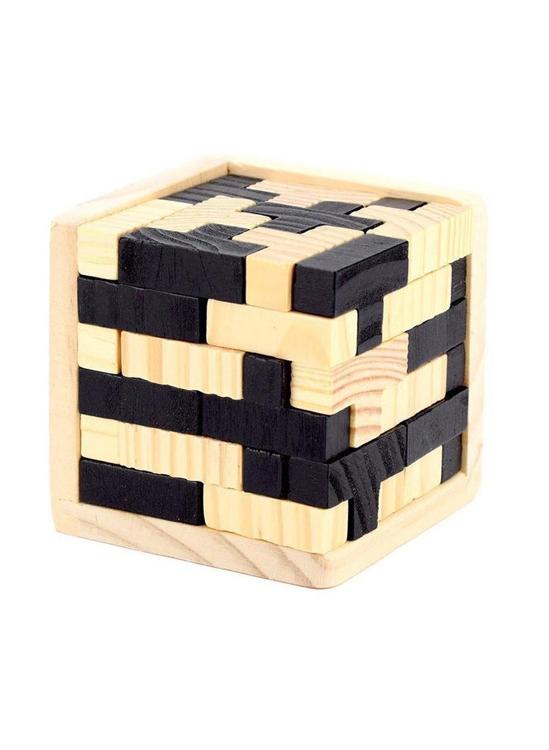 Wooden Teaser Puzzle 3D T-shaped Tetris Blocks Geometric Intellectual Jigsaw Educational Toy for Kids and Adults - Image 5