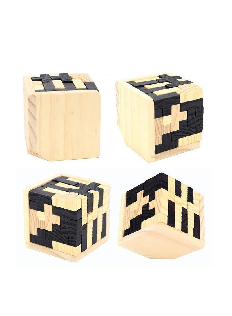 Wooden Teaser Puzzle 3D T-shaped Tetris Blocks Geometric Intellectual Jigsaw Educational Toy for Kids and Adults - Image 3