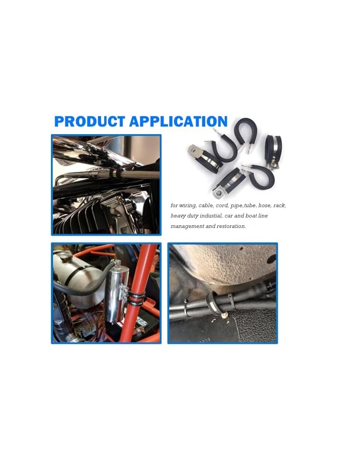PROMASS promass 20 Pcs Rubber Lined P Clips, 19mm Cable Clamp, 3/4 Inch Stainless Steel Cable Clamp, Hose Pipe Clamps, Metal Wire Cable Loop Clamp Kit for Ship, Electrical, Automotive, Hose Cable  - Image 4
