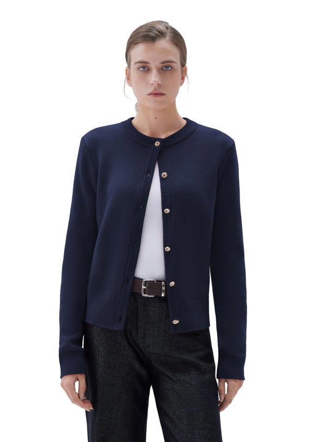 SUUKSESS Women Chunky Cashmere Blend Cardigan Sweaters Trendy Fall Fashion Button Up Long Sleeve Knit Outfits, Navy, XS - Image 1