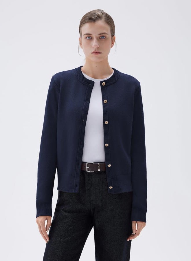 SUUKSESS Women Chunky Cashmere Blend Cardigan Sweaters Trendy Fall Fashion Button Up Long Sleeve Knit Outfits, Navy, XS - Image 2